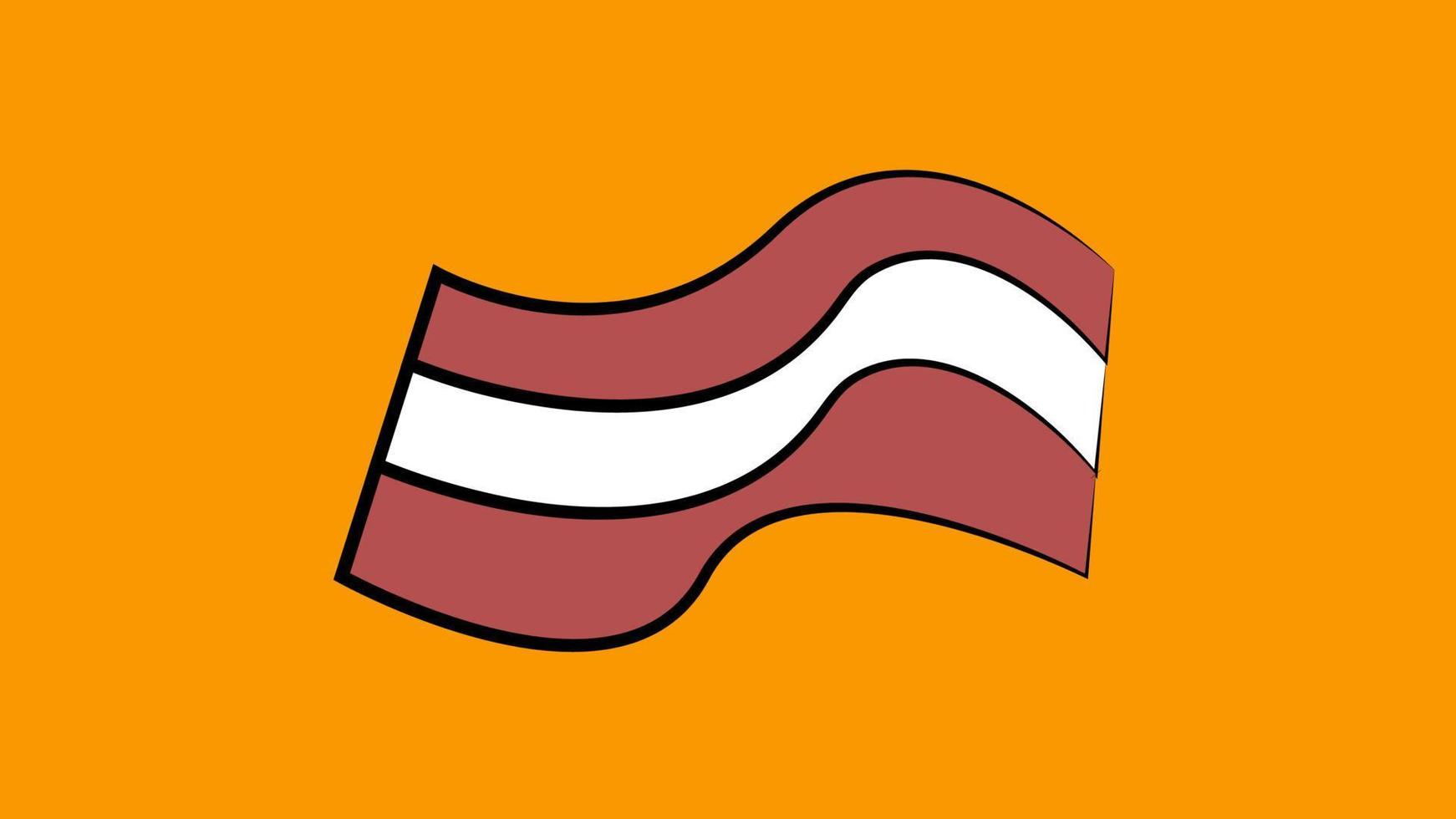 piece of bacon on an orange background, vector illustration. a piece of fried pork. meat with lard. breakfast food. bacon for a quick bite. fast food, fast food salty
