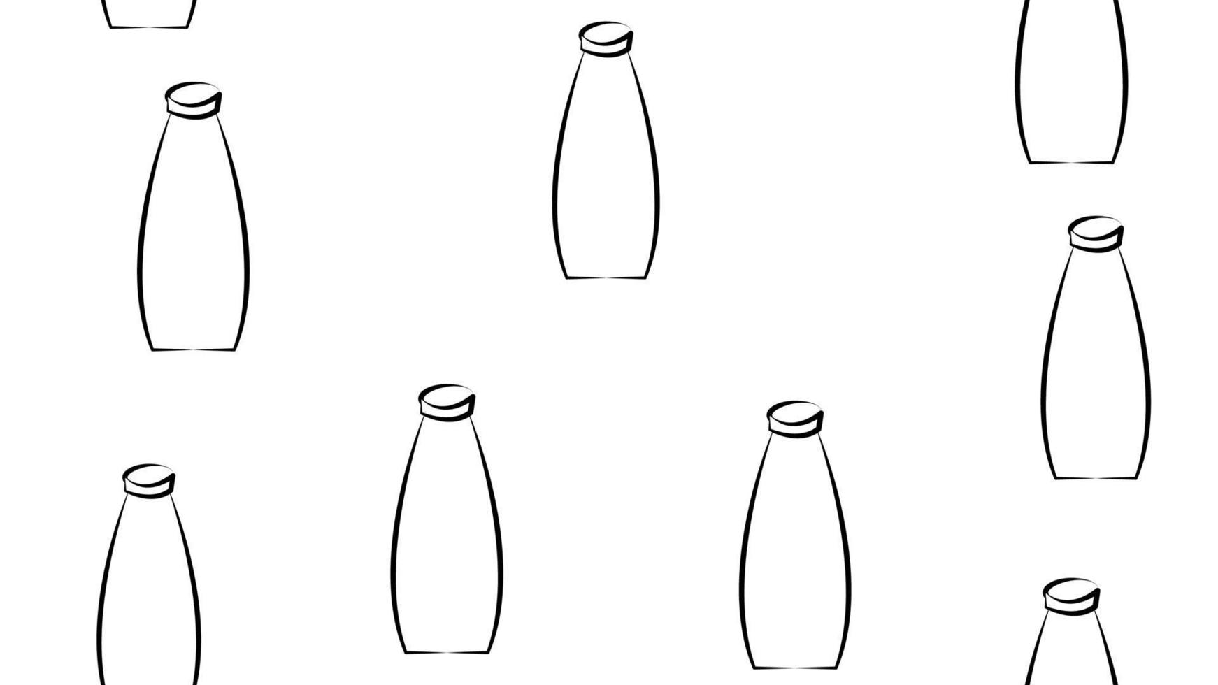 Kids hand drawn seamless pattern with bottles of milk. Vector illustration. Print for babys design and clothing. Scandinavian style