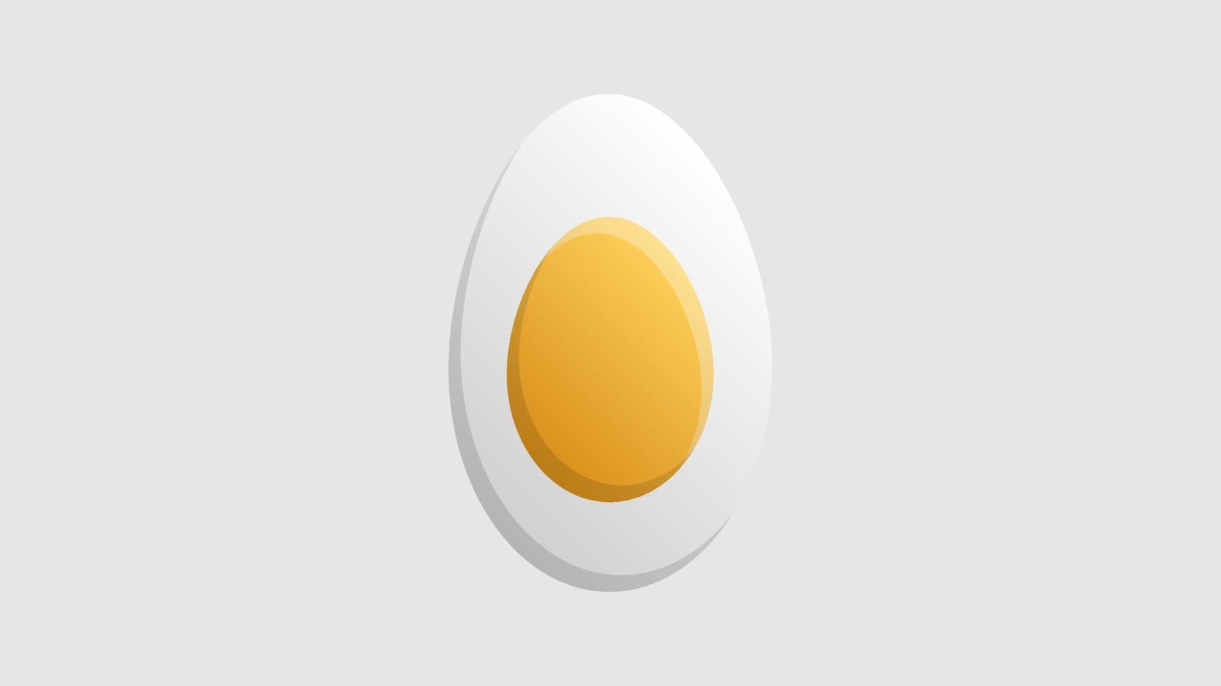 boiled egg on a gray background, vector illustration. egg with yellow yolk. delicious breakfast. healthy food, weight loss, snack for weight gain. calorie counting, weight gain on drying