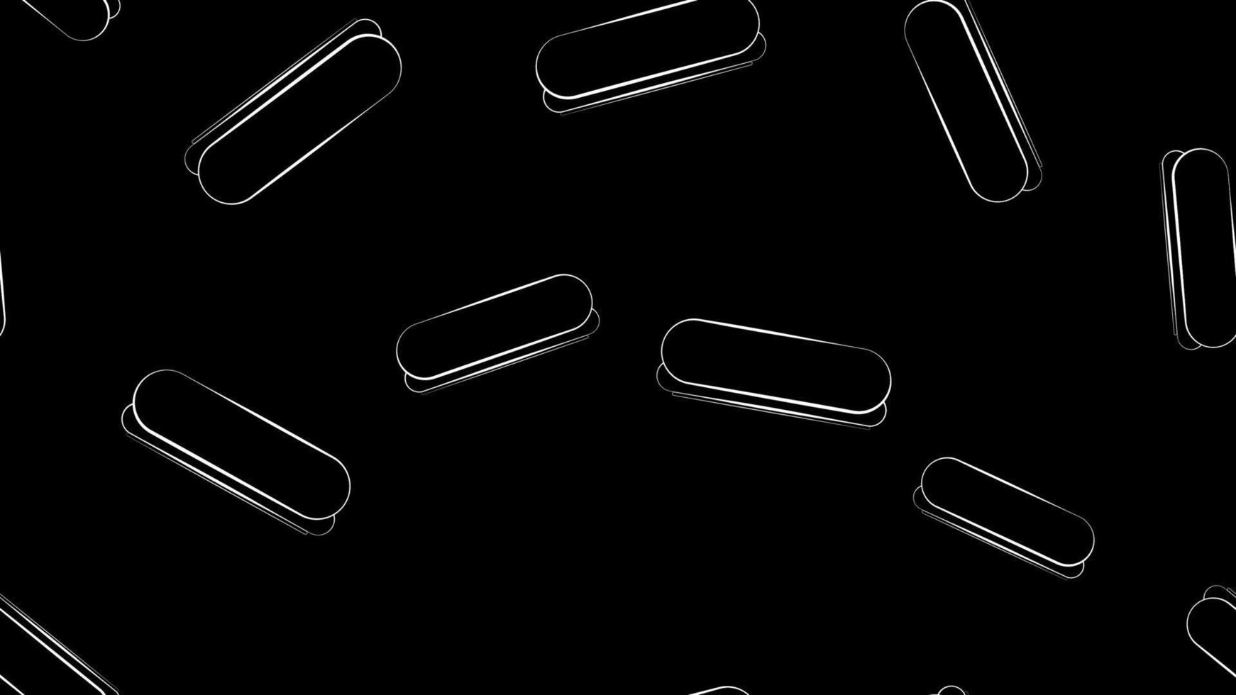 hot dog on a black background, vector illustration, pattern. sausage sandwich, stuffed, appetizing bun. black and white illustration in chalk style