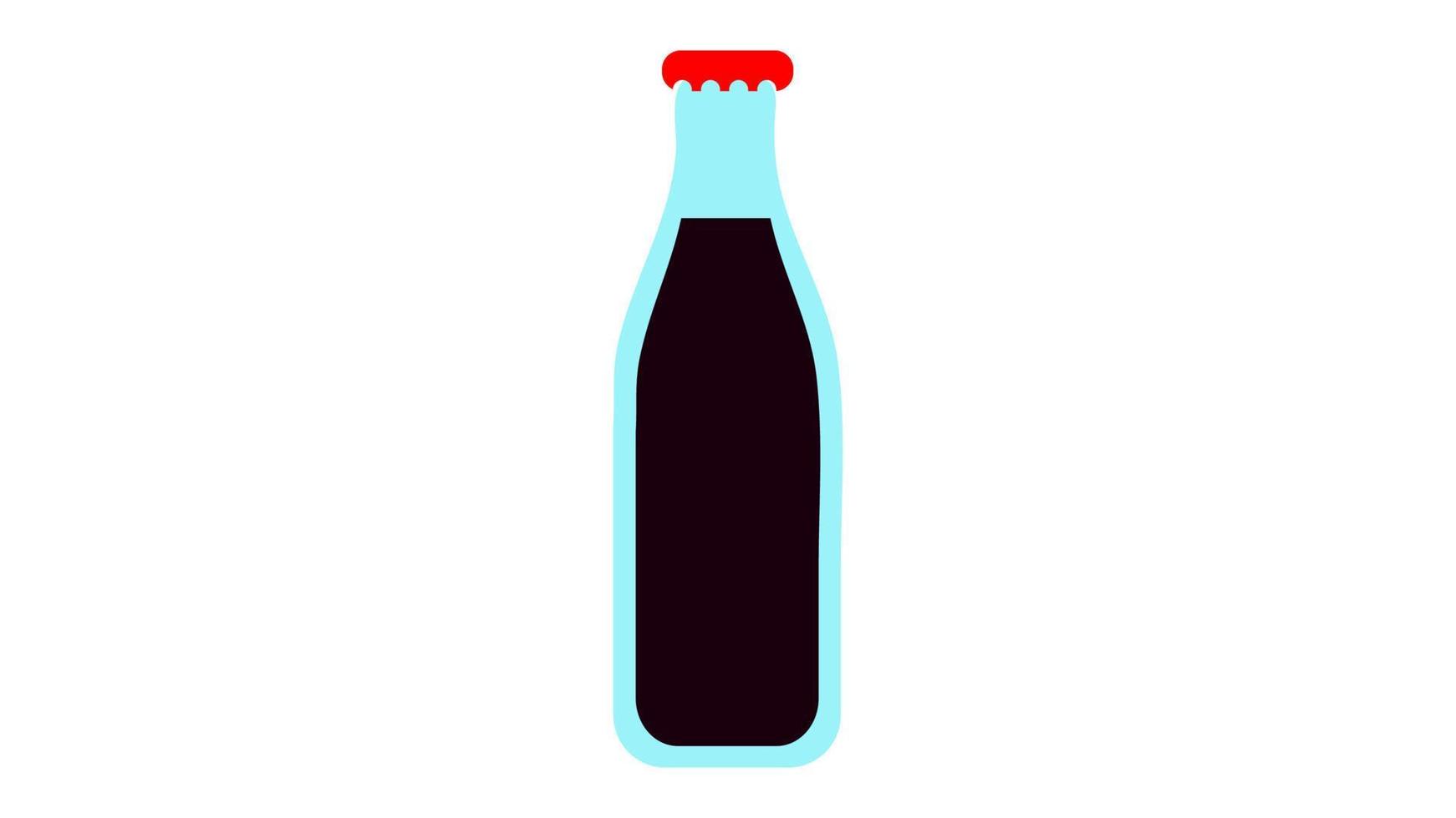 limonada negra en una botella de vidrio sobre un fondo blanco, ilustración vectorial. cola para beber comida rápida. limonada dañina. embalaje ecológico sin plástico. cuidado del medio ambiente vector