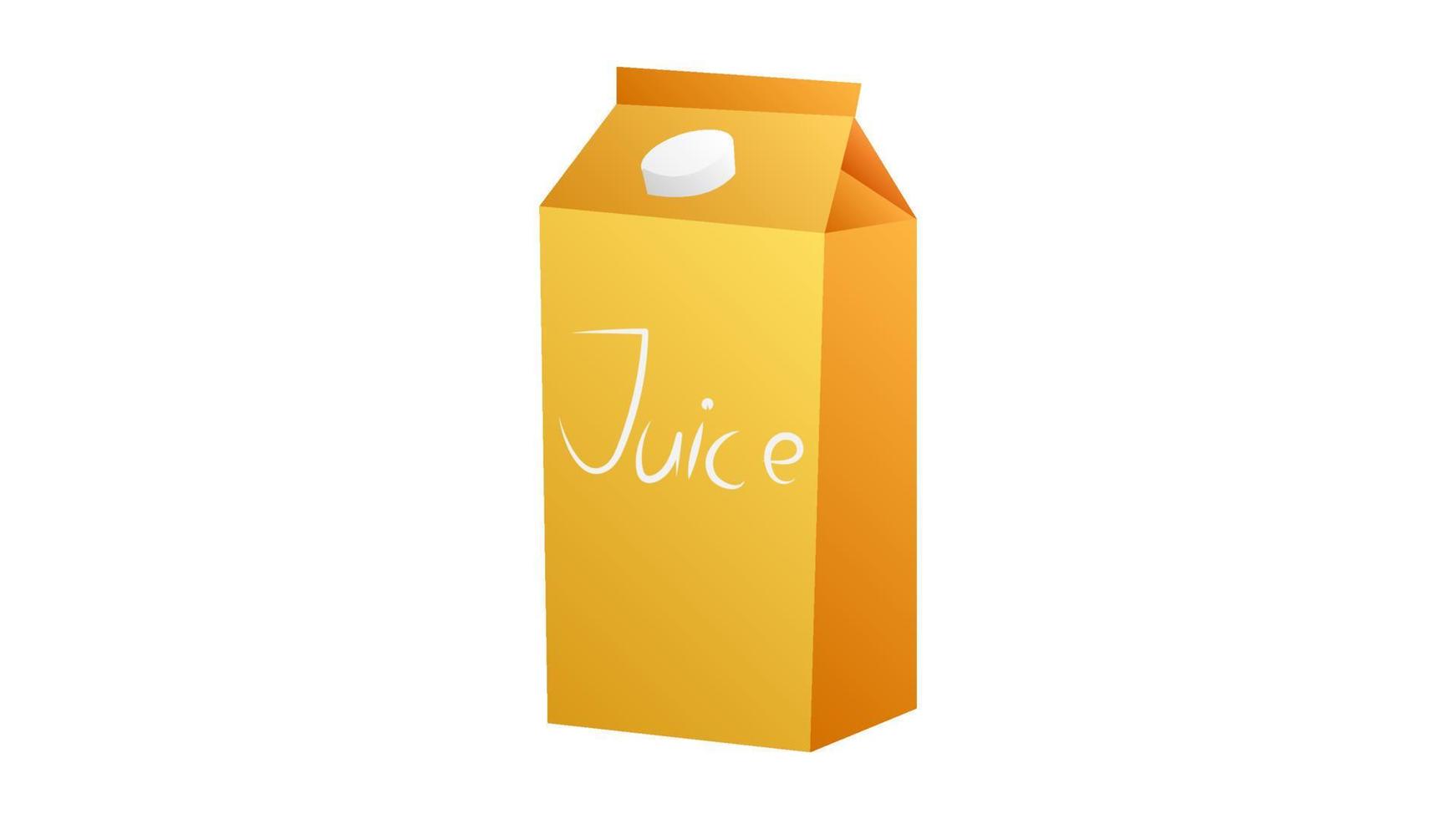 Orange juice box package with solid and flat color design style vector