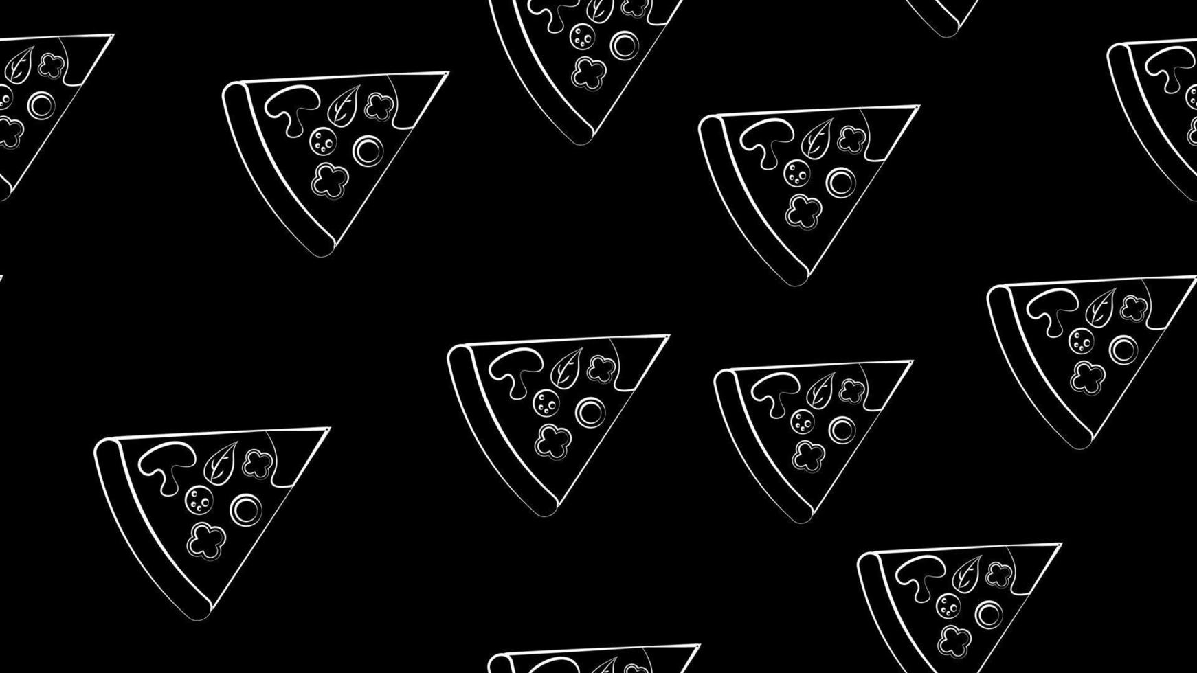 Cute seamless pattern made of yummy vegetarian pizza slices with eggplant and tomatoes vector