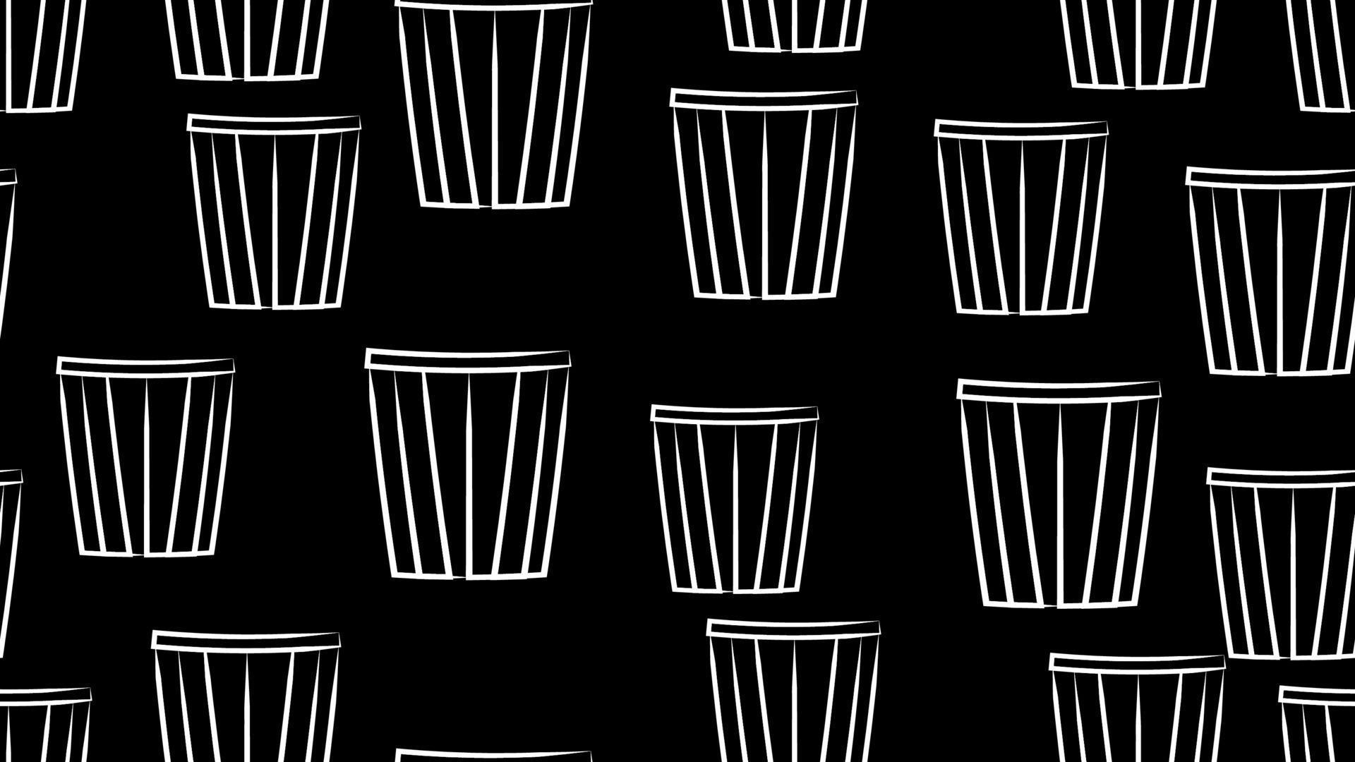 Geometrical strip popcorn buckets on white background, cinema snacks