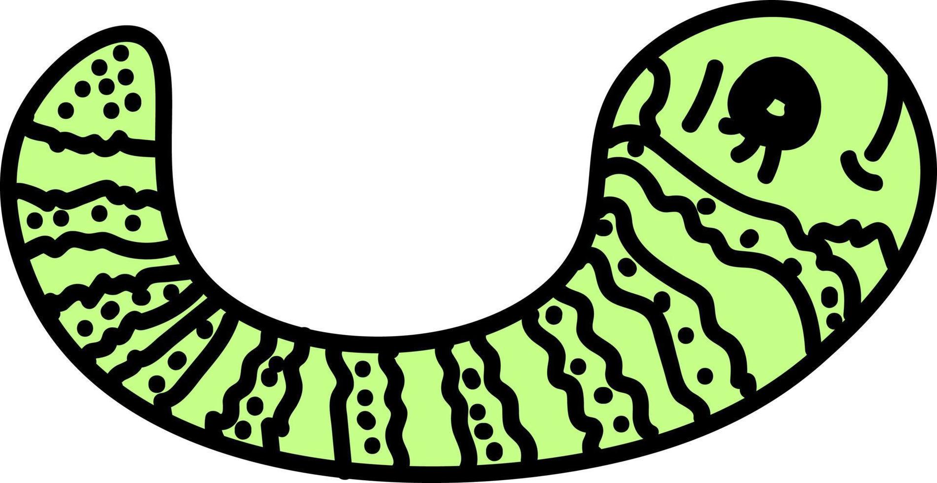 Green worm, illustration, vector on white background.