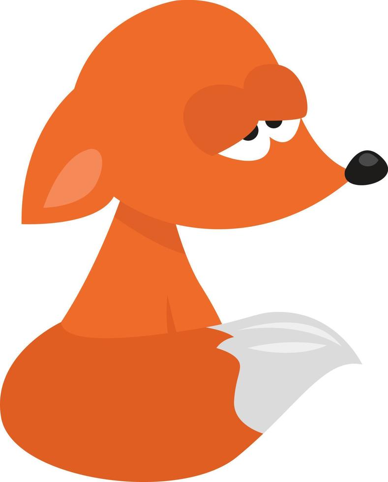 Sad fox , illustration, vector on white background