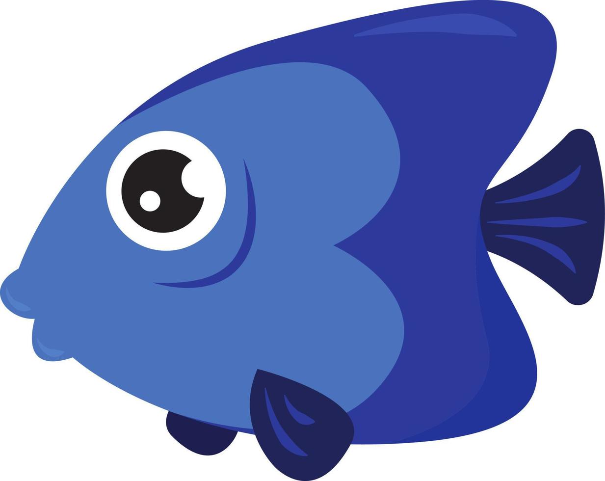 Blue fish, illustration, vector on a white background.