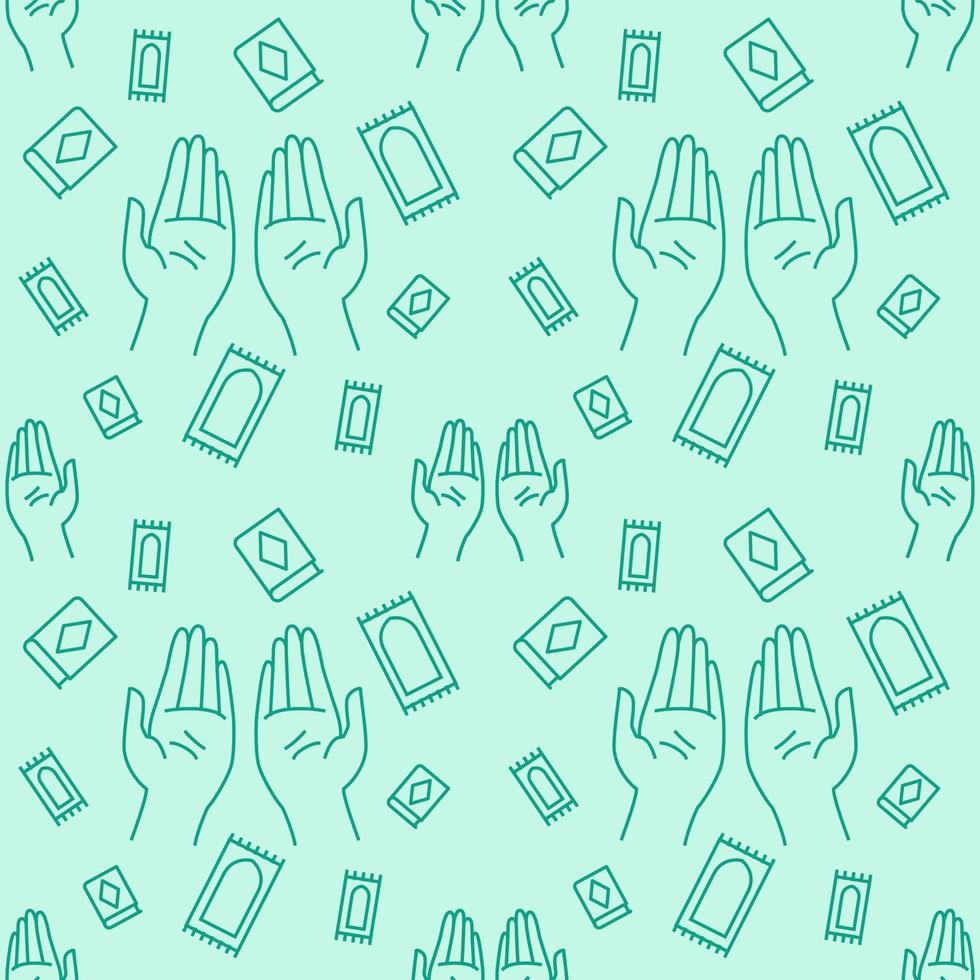 Praying hand icon pattern rug mats quran outline style modern flat design vector