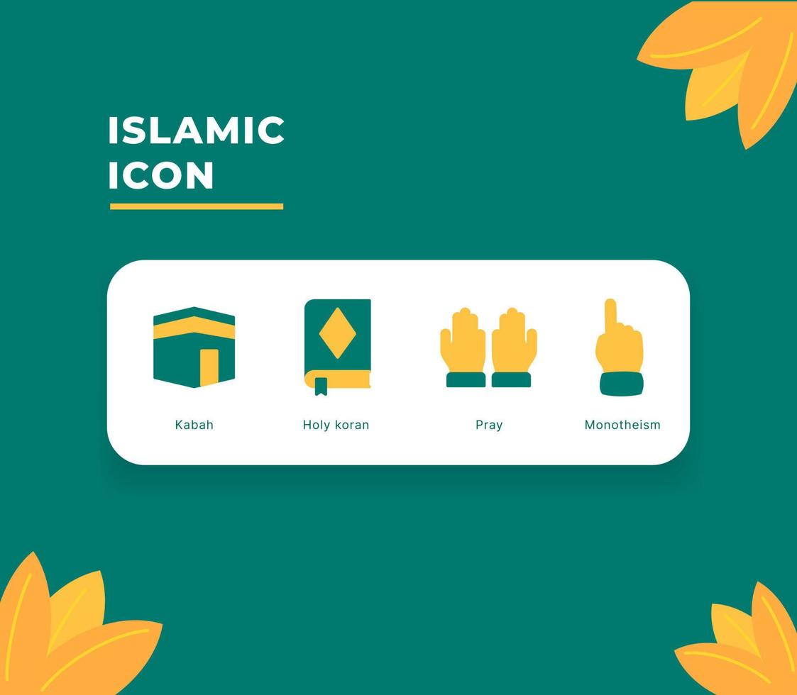 islamic icon set collection package with dual colors modern flat style vector illustration for id mubarak