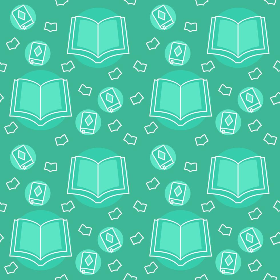 Quran pattern icon holy islam ramadan kareem open book with filled color background green theme flat style vector