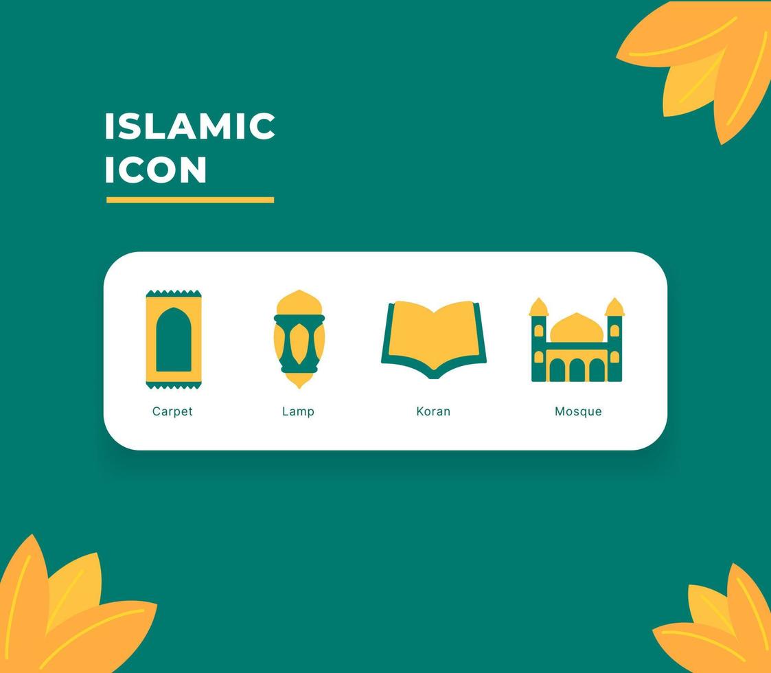 islamic icon set collection package with dual colors modern flat style vector illustration for ramadan kareem