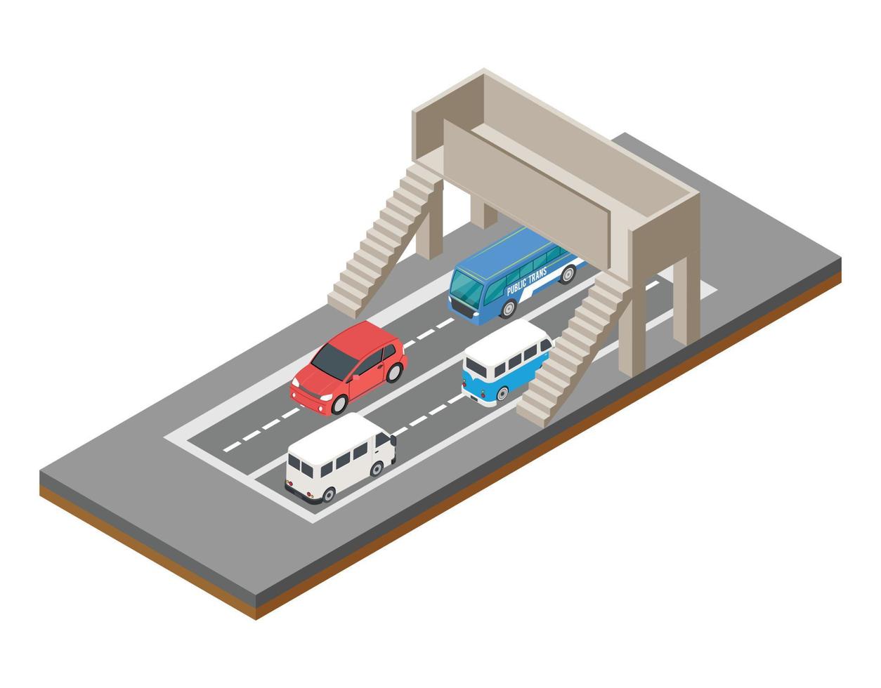 Isometric illustration of the concept of bridge traffic, vector illustration Suitable for Diagrams, Infographics, And Other Graphic assets