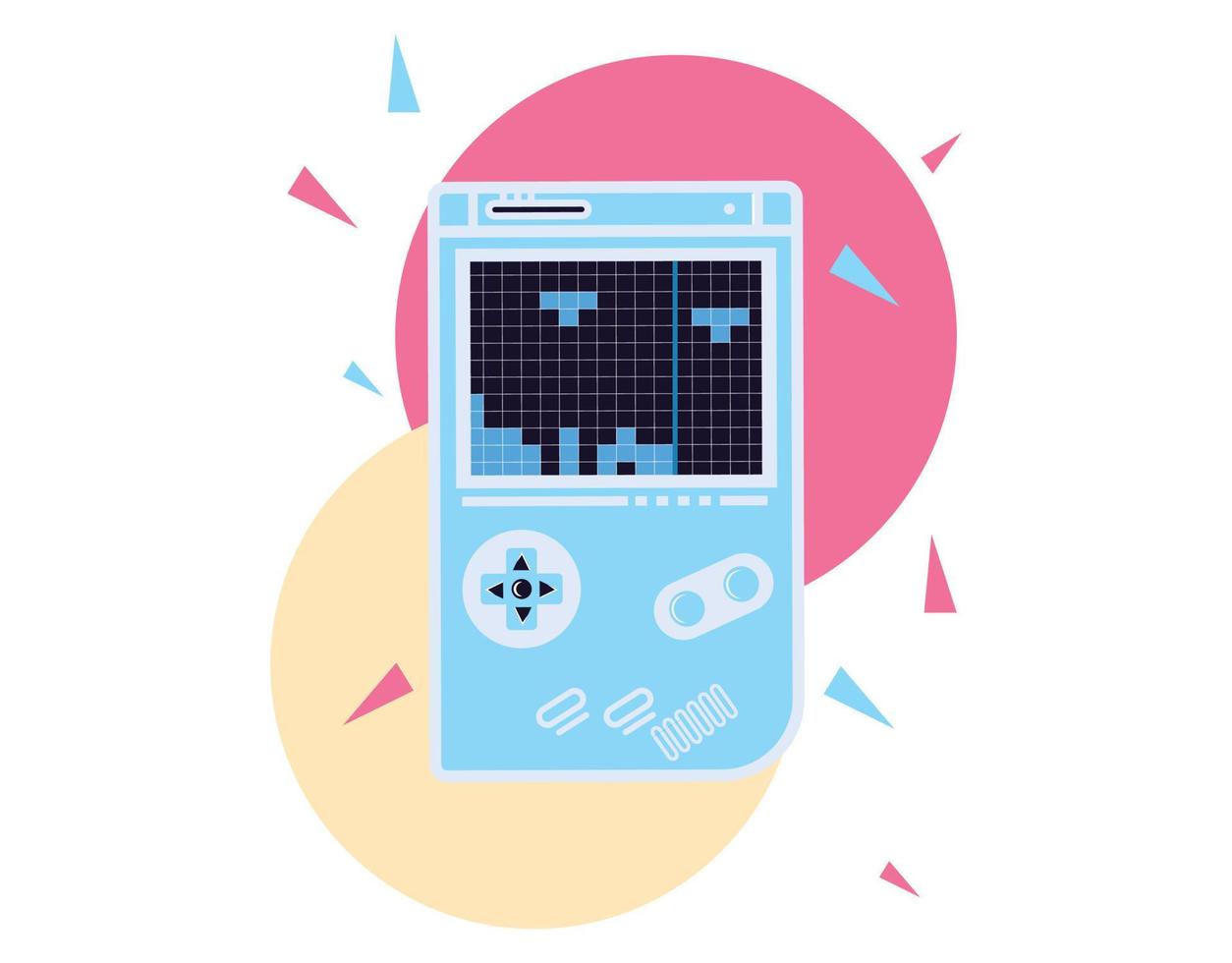 Nintendo GameBoy Console Vector Illustration. Gaming Mascot Logo. Character. Old Retro Games. Flat Cartoon Style Suitable for Web Landing Pages, Banners, Flyers, Stickers, Cards, Backgrounds