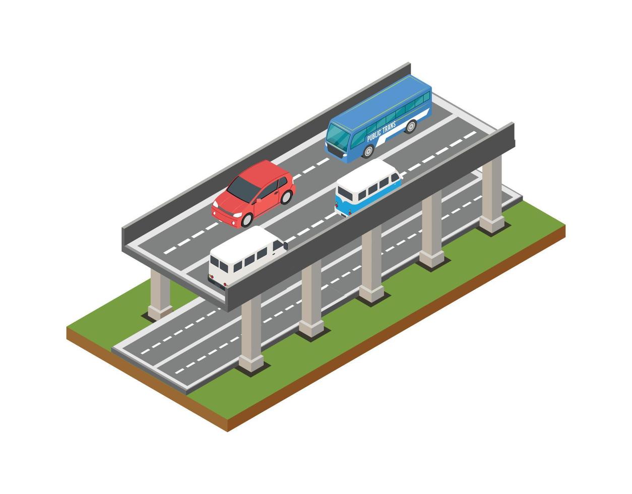 Isometric illustration of the concept of bridge traffic, vector illustration Suitable for Diagrams, Infographics, And Other Graphic assets