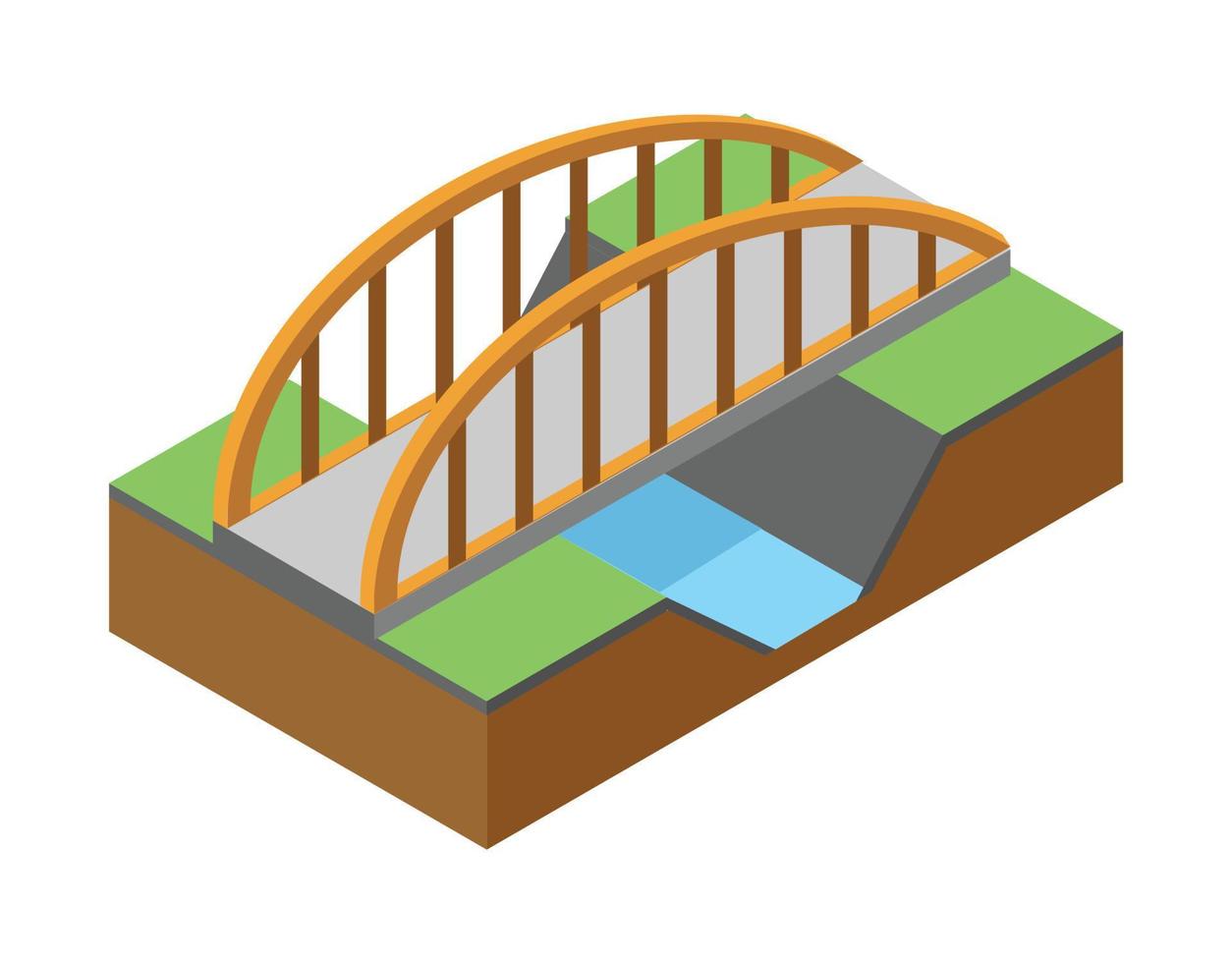 el puente skyway de la infraestructura urbana es isométrico para juegos, aplicaciones de inspiración y creatividad. adecuado para diagramas, infografías y otros recursos gráficos vector