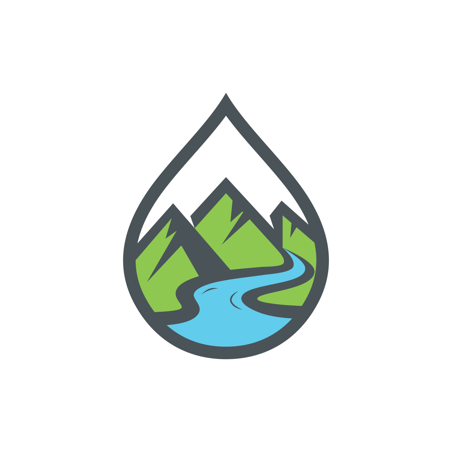 a logo illustration of a combination of mountains, rivers and water ...