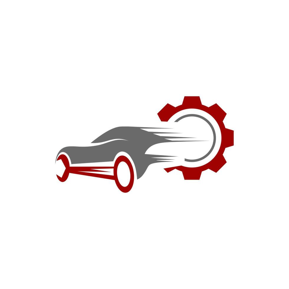 logo illustration combination of car, gear and workshop key, suitable for car repair companies vector