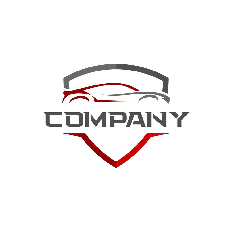 logo illustration of a combination of a car and a shield, this will be very suitable for automotive companies vector