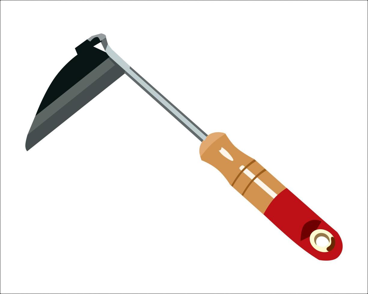 Vector Illustration Weeding Hoe isolated on white background. Carpentry hand tools.