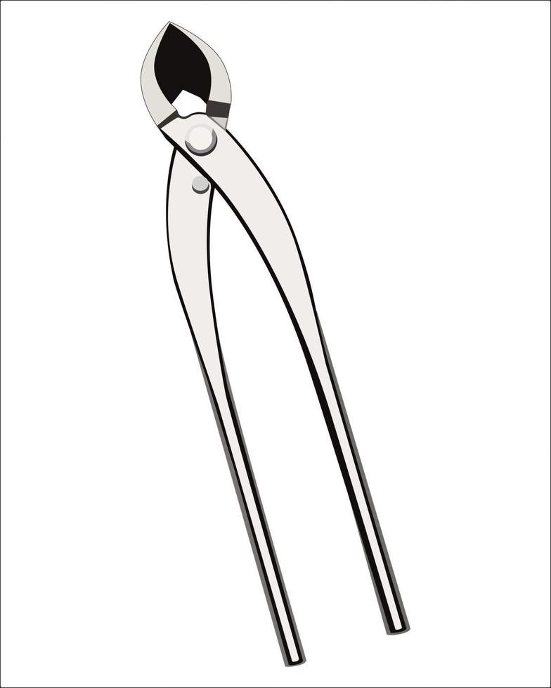 Vector Illustration of Branch Cutter Professional Bonsai Tools, Manganese Steel Alloy 205mm Concave Cutter Gardening Plants Pruner Wire Cable Pruner isolated on white background. Gardening hand tools