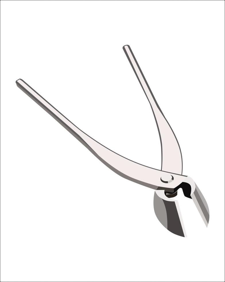 Vector Illustration of Professional grade 280 mm branch cutter straight edge cutter bonsai tools Alloy Steel isolated on white background. Gardening hand tools