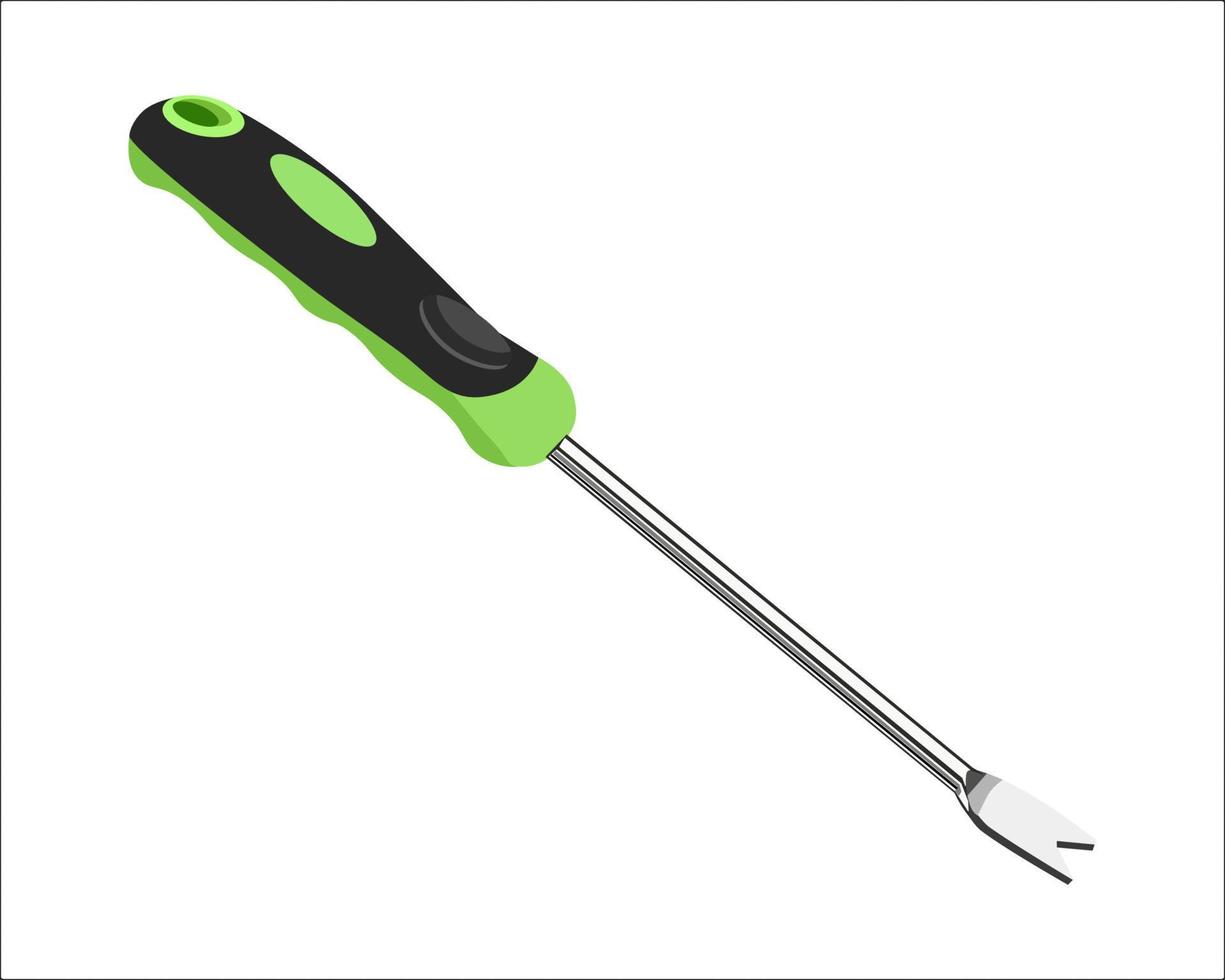 Vector Illustration of Weeder Hand Puller Tool for Garden Caring isolated on white background. Gardening hand tools