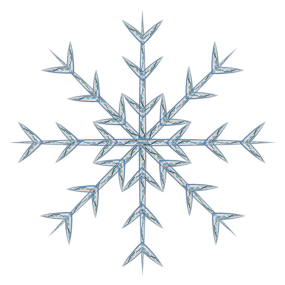 copo de nieve de imagen abstracta por diferentes líneas estampadas en tonos azules invernales de moda. icono. aislar vector