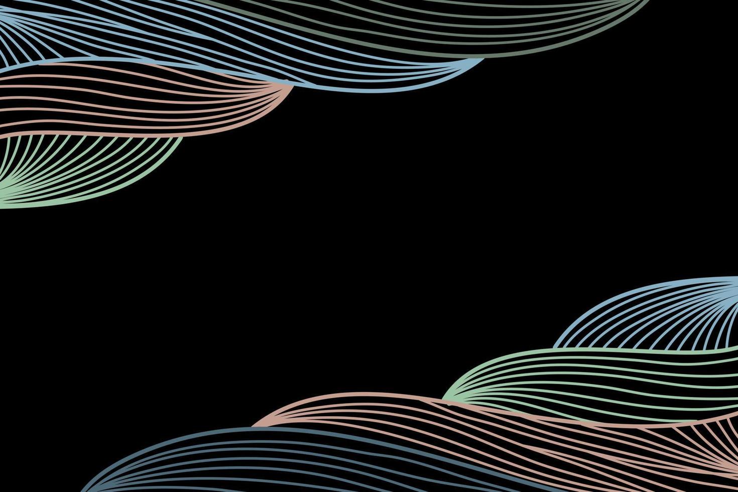 Black background Japanese design line colorful Vector minimal