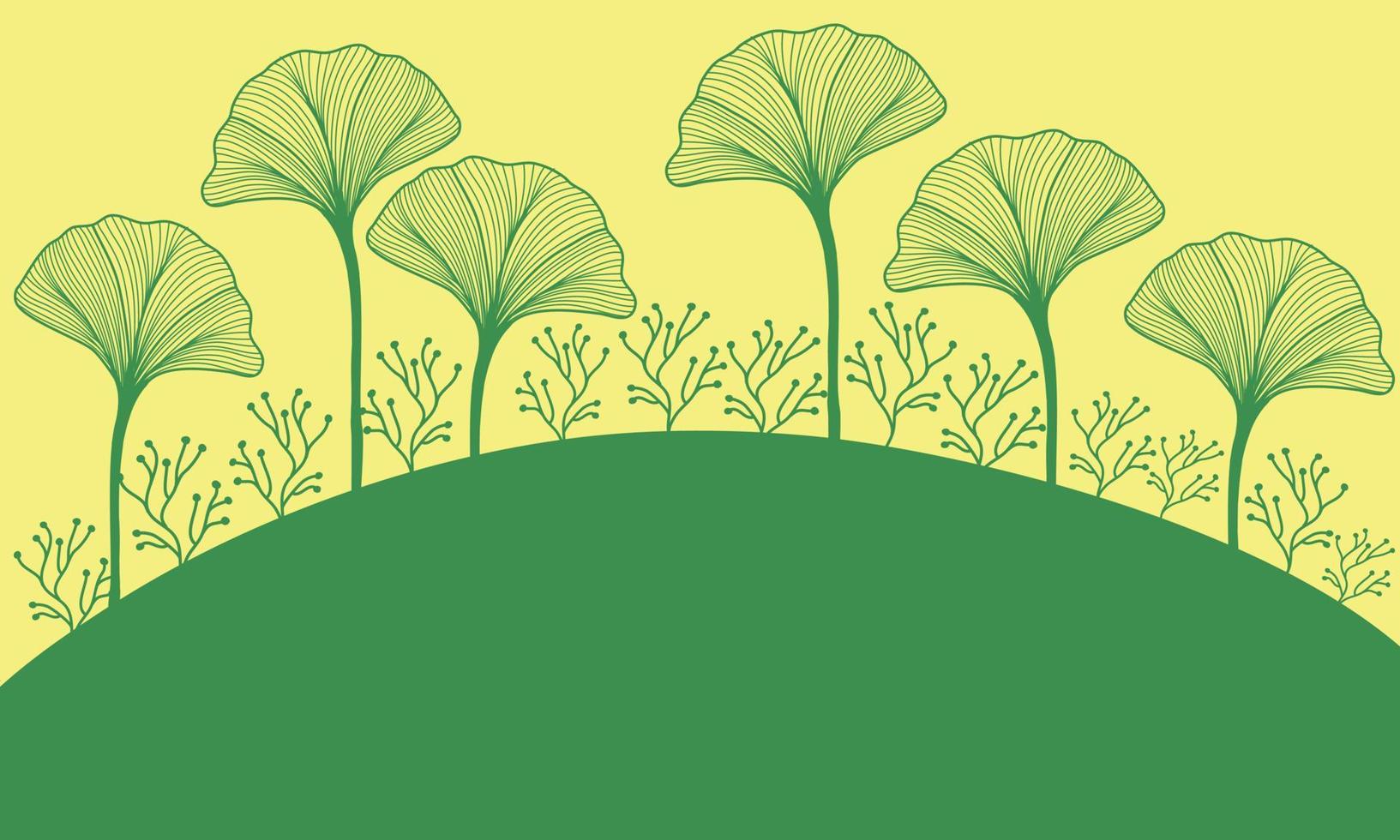 Ginkgo leave yellow green background landscape scenery vector