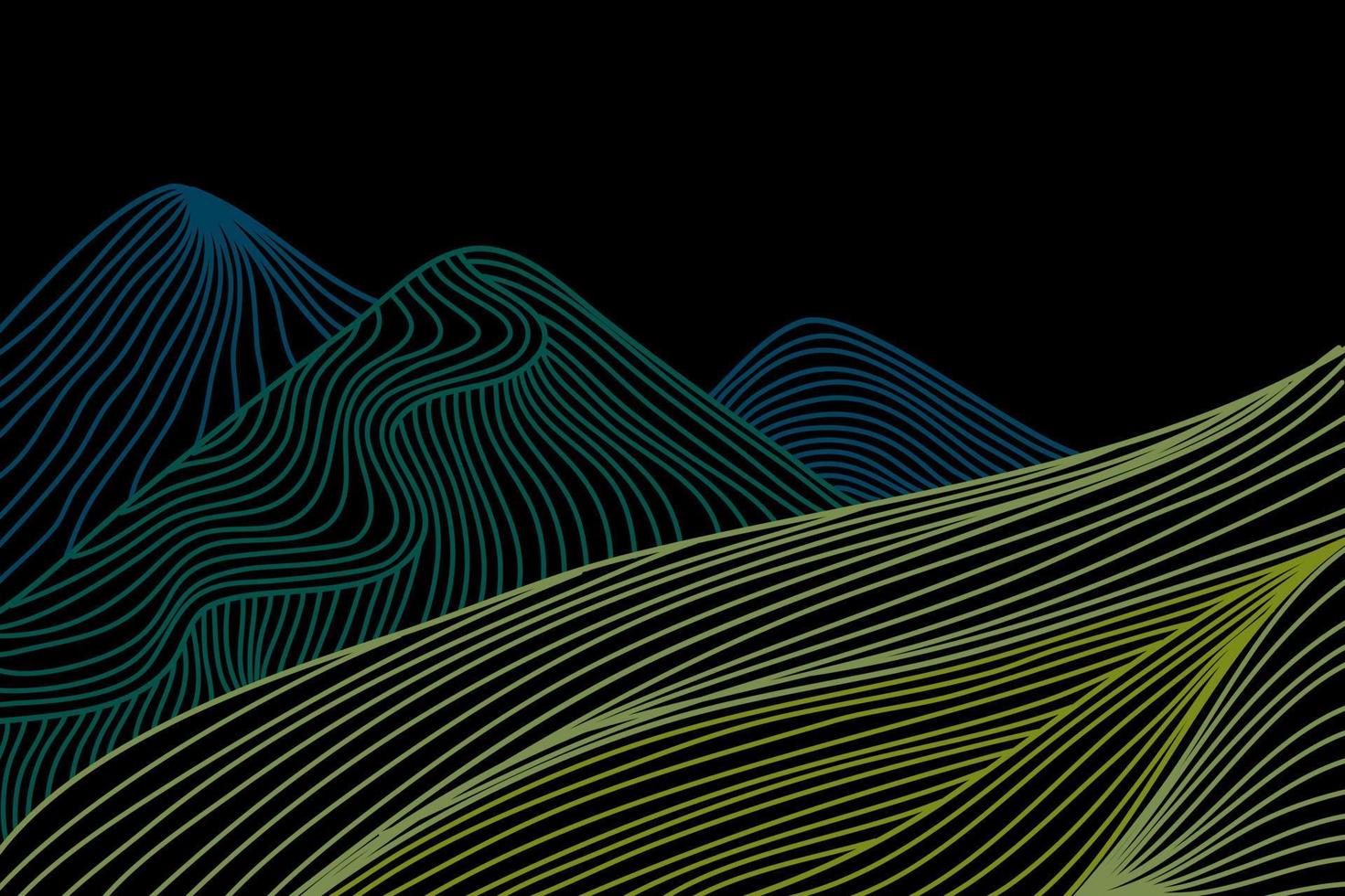Landscape Black background colorful line curve Japanese design beautiful wallpaper vector