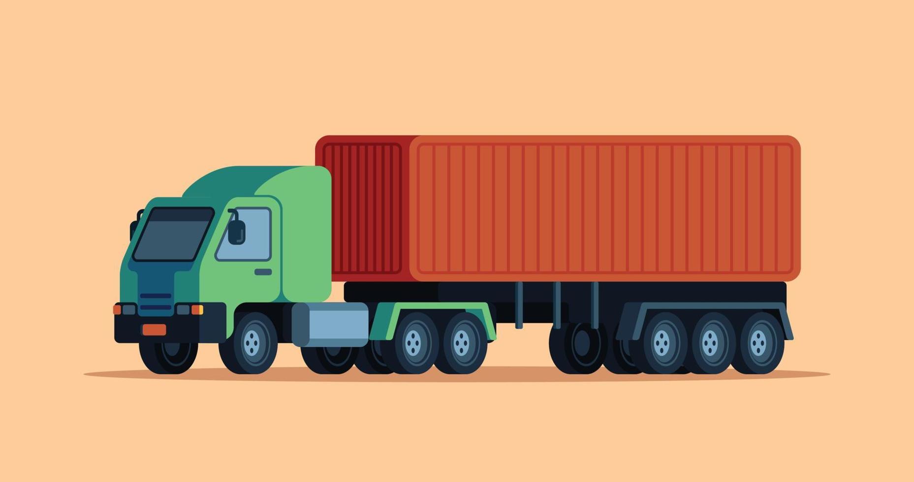 Cute Flat Container Truck Vector