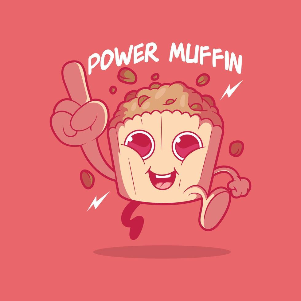 Cool Super Muffin character vector illustration. Food, inspiration, funny design concept.