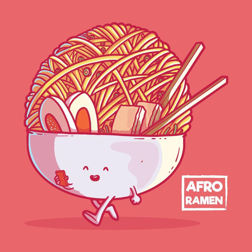 Afro Ramen character vector illustration. Food, Asian, culture design concept