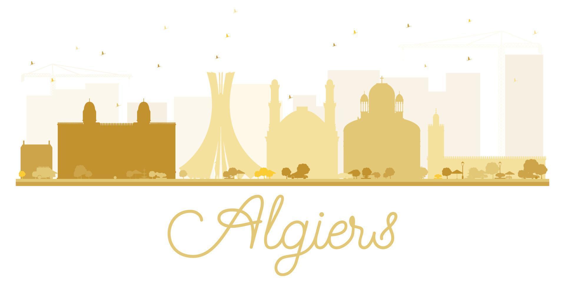 Algiers City skyline golden silhouette. vector