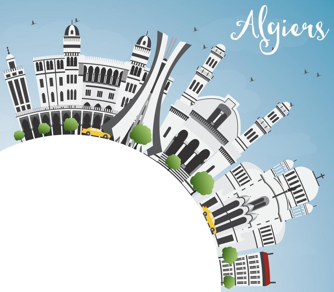 Algiers Skyline with Gray Buildings, Blue Sky and Copy Space. vector