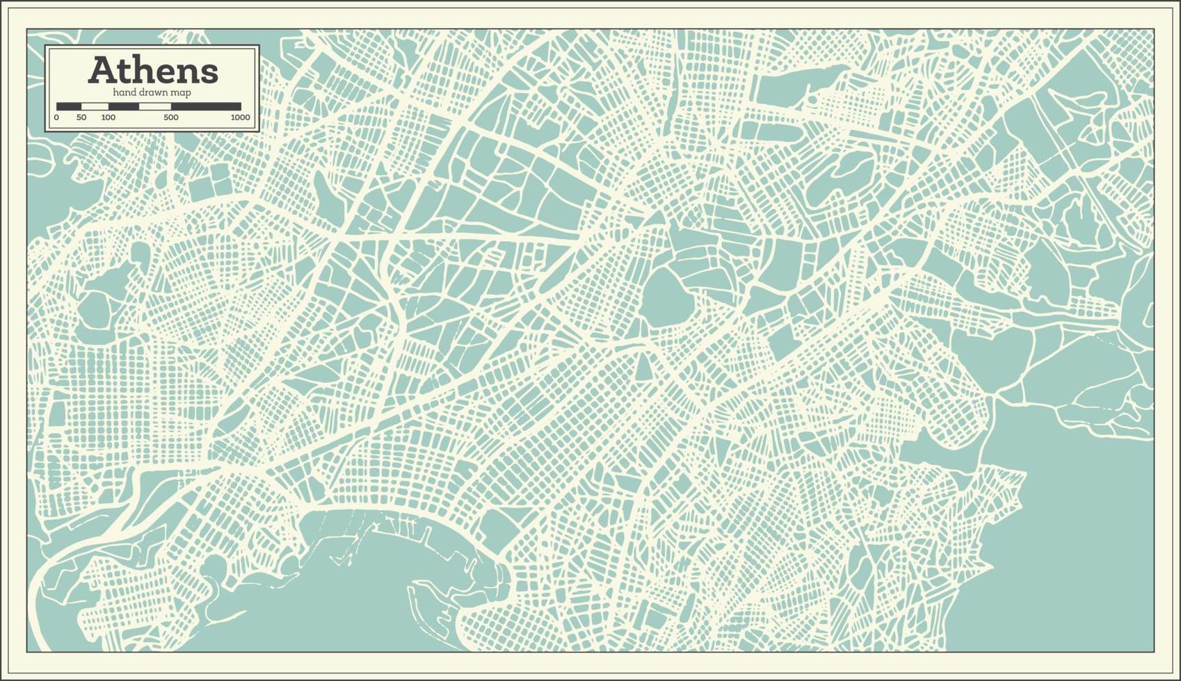 Athens Greece Map in Retro Style. vector