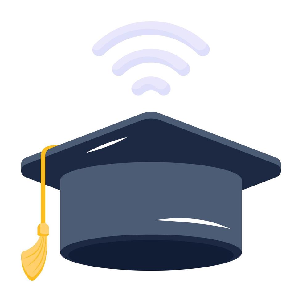 Get a flat icon of online graduation vector