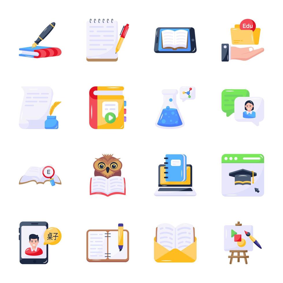 Pack of Learning Flat Icons vector