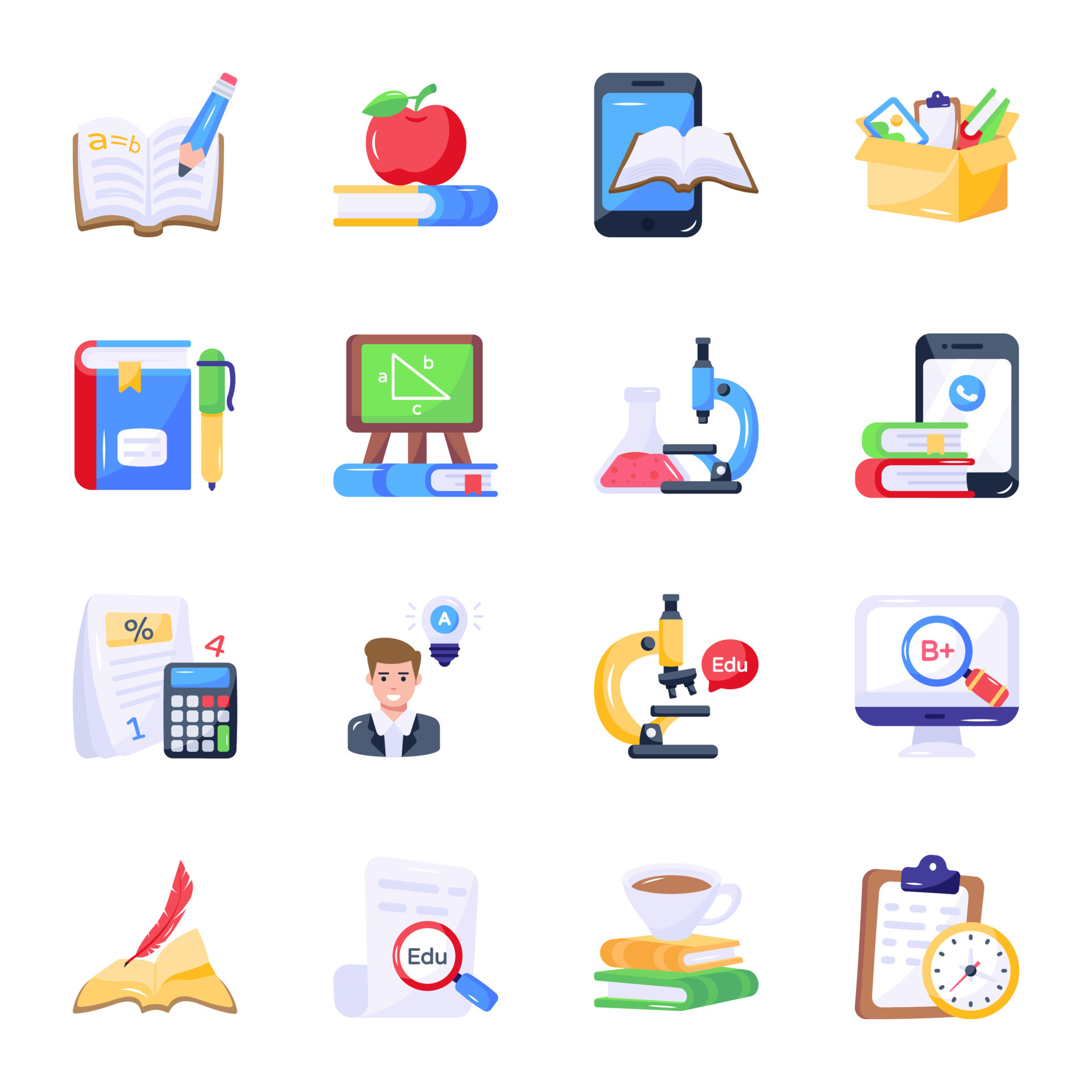 Pack Of Study Flat Icons 13864176 Vector Art At Vecteezy Pack Of Study Flat Icons 13864176 Vector Art At Vecteezy