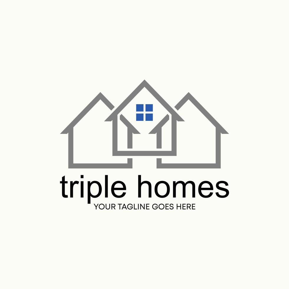 Simple and unique shape line triple house homes image graphic icon logo design abstract concept vector stock. Can be used as symbol related to property or living