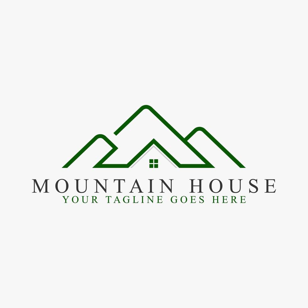 Simple and unique line mountain with roof house image graphic icon logo design abstract concept vector stock. Can be used as symbol related to adventure or home