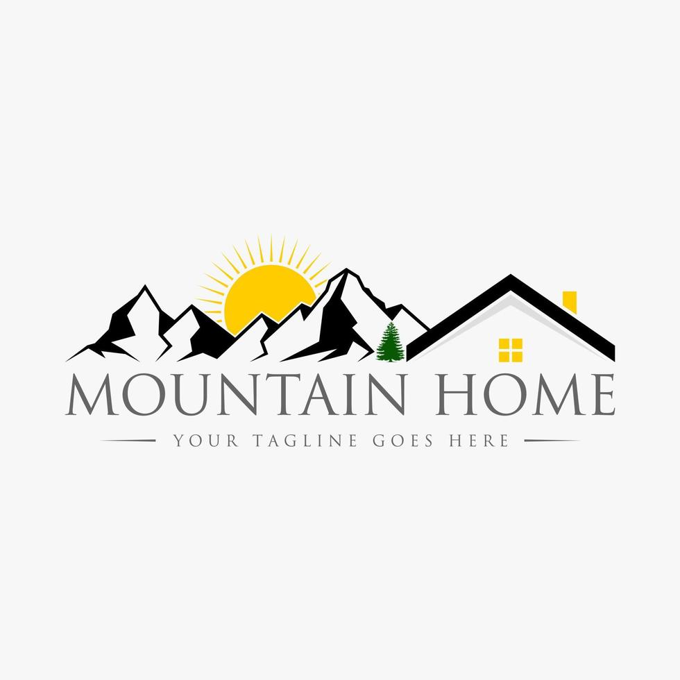 Simple and unique line mountain with roof house image graphic icon logo design abstract concept vector stock. Can be used as symbol related to adventure or home