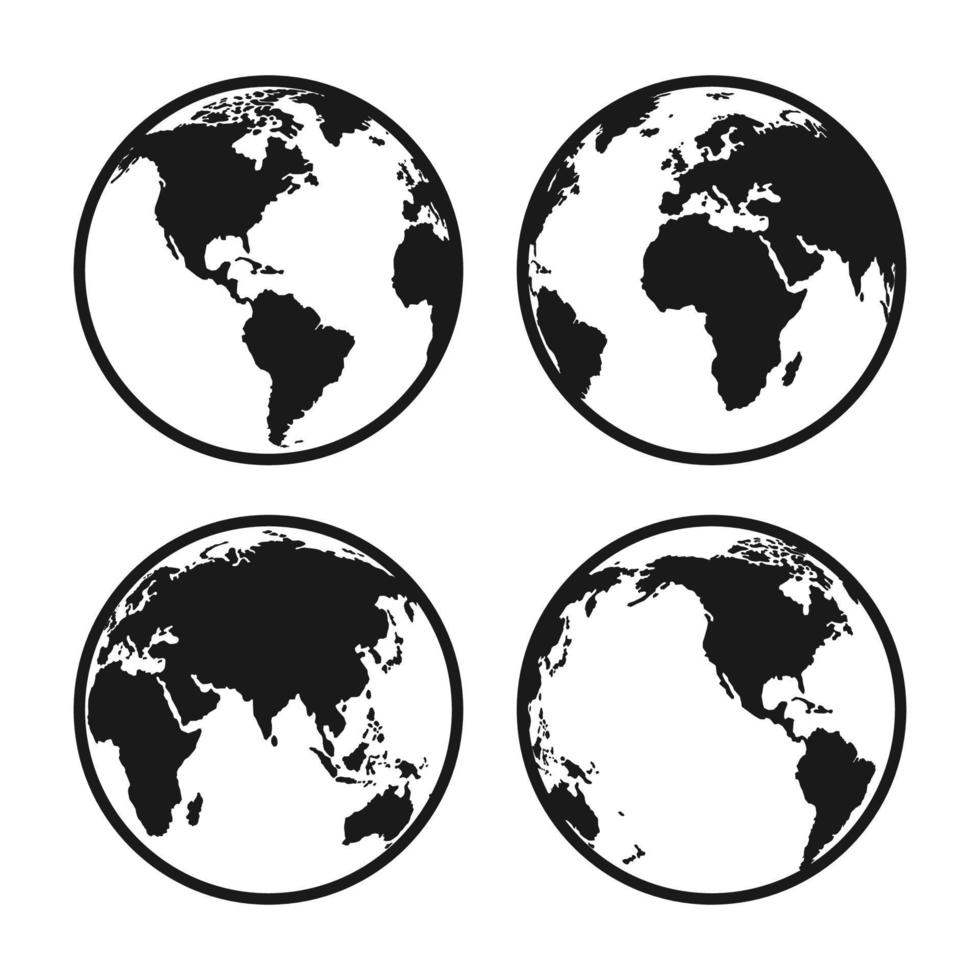 Globe icon. Globe map vector black color. Globe silhouette vector illustration..