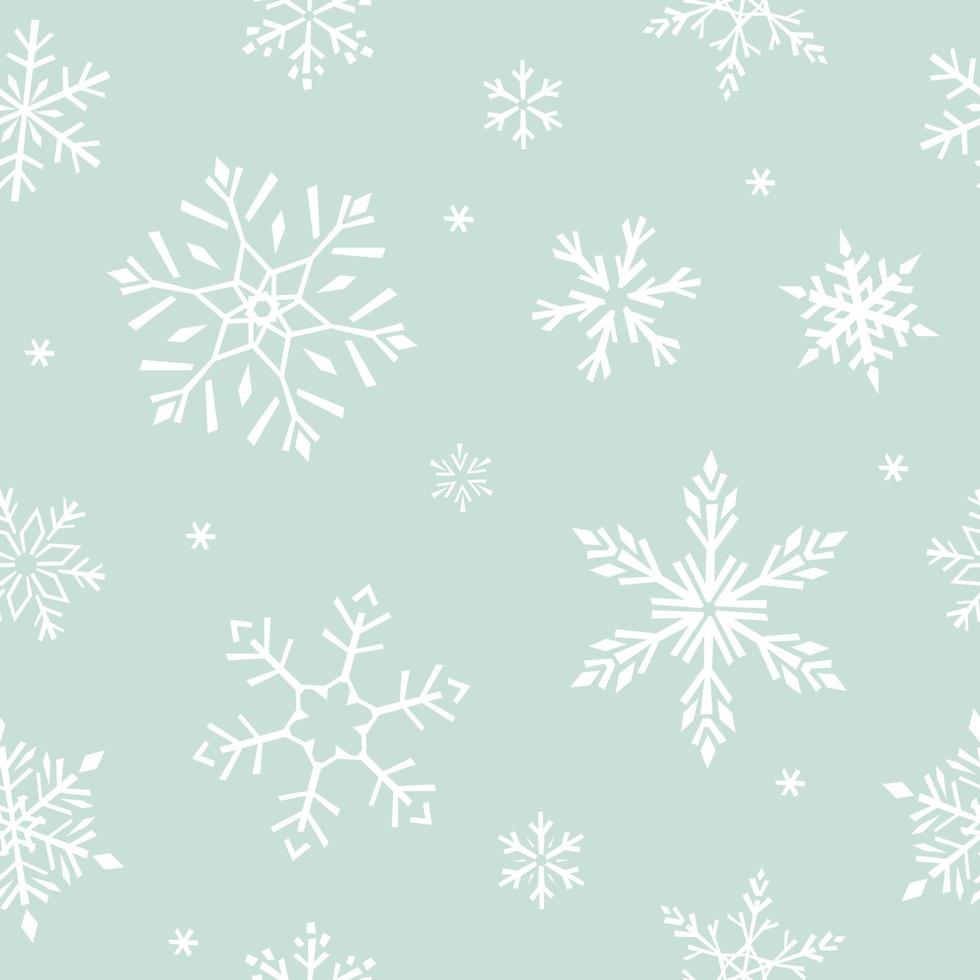 patrón de vector transparente con copos de nieve. fondo de ilustración dibujado azul. para telas, papel de envolver, papeles pintados.
