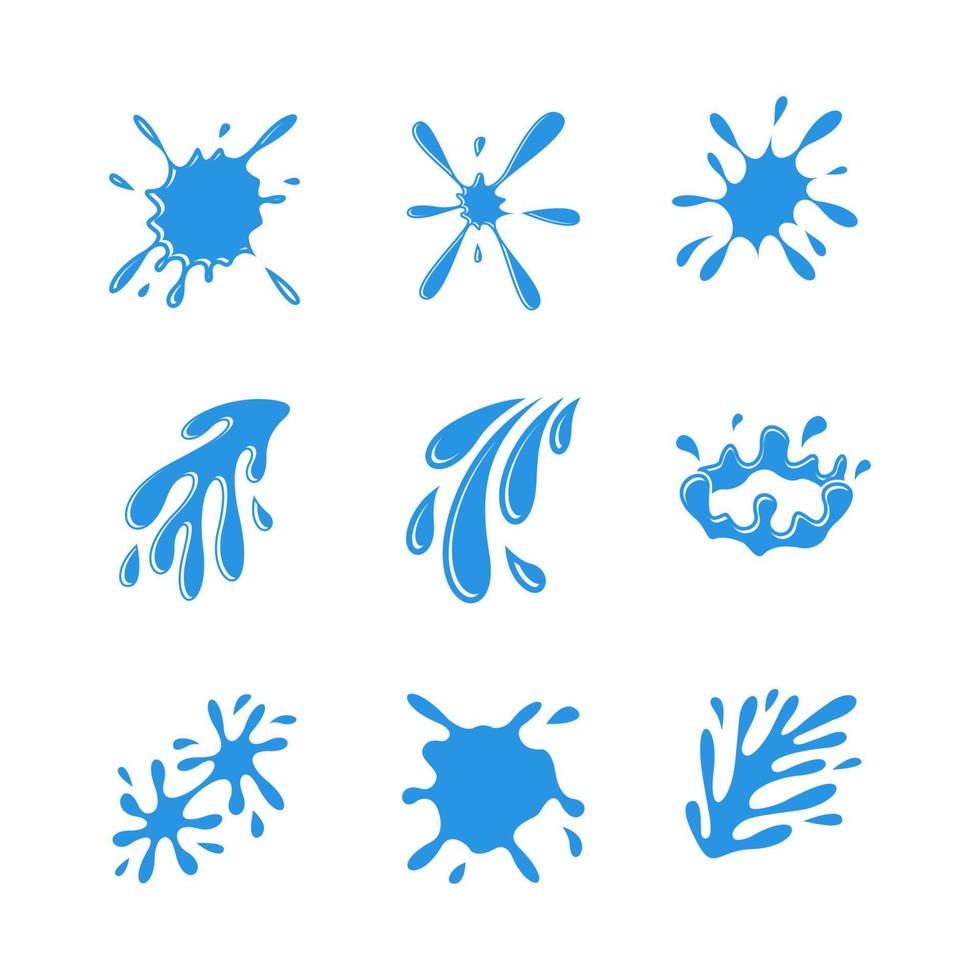 Set of blue water splash vector. vector