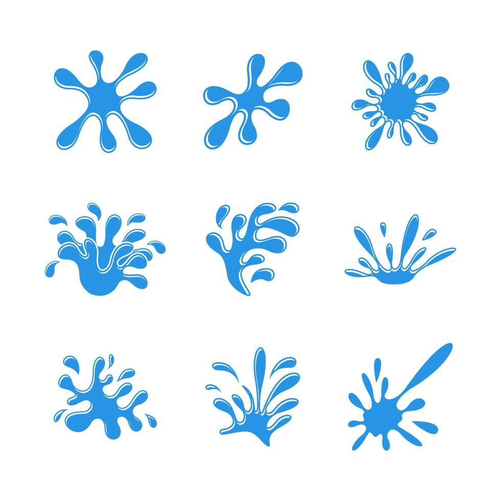 Set of blue water splash vector. vector