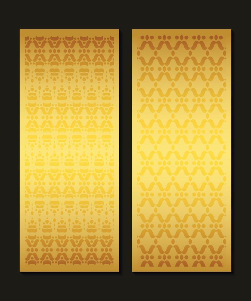 banner vertical dorado con patrón mínimo vector