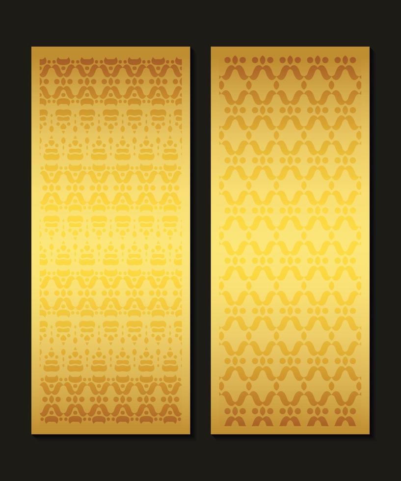 Gold vertical banner with minimal pattern vector