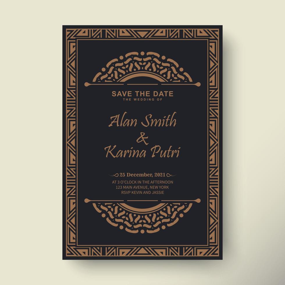 Elegant wedding invitation with pattern motif vector