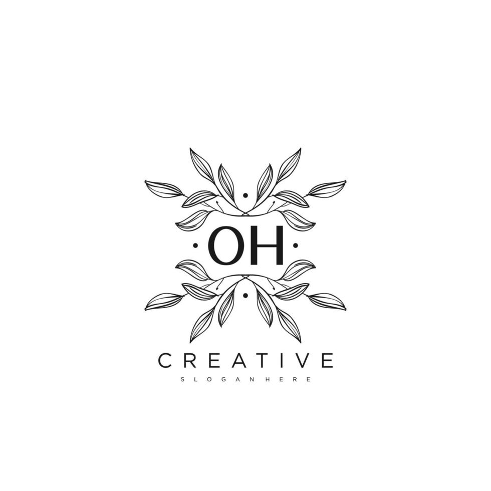OH Initial Letter Flower Logo Template Vector premium vector art